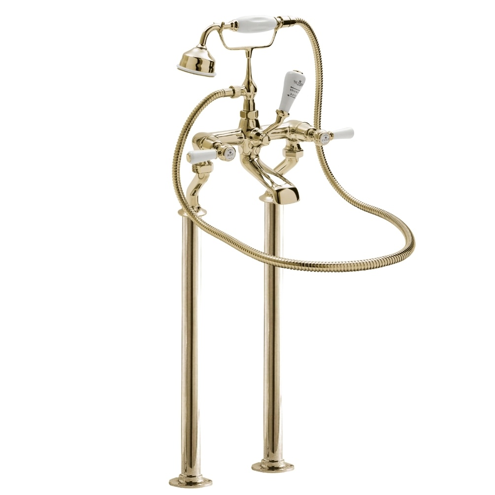 BC Designs Victrion Crosshead Gold Freestanding Bath Shower Mixer Cut Out
